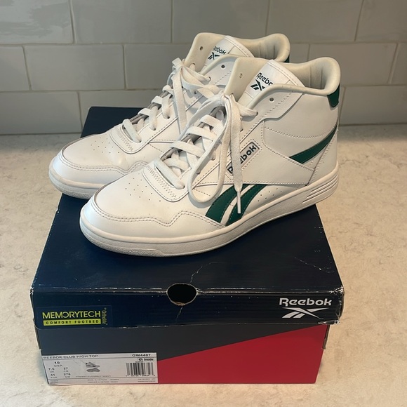 Reebok Shoes - Reebok Women’s Club High Top Sneakers White with Green, size 10